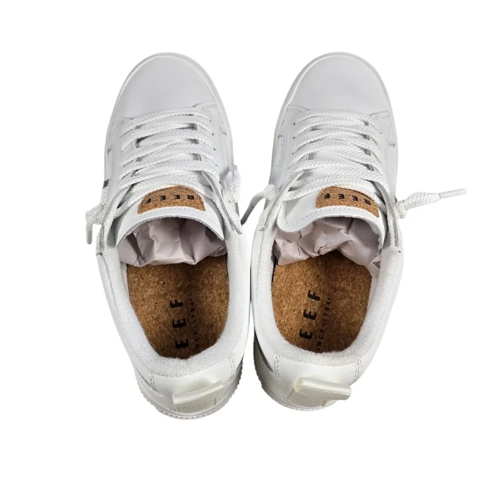 Reef Lay Day Dawn Shoes White Leather Low Top Comfort Sneakers Women's Size 9.5